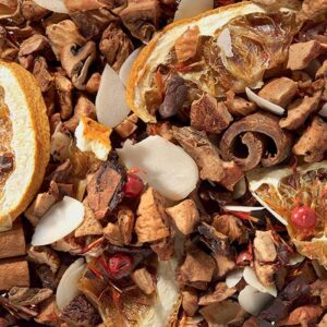 Sinaasappel amandel vruchten thee