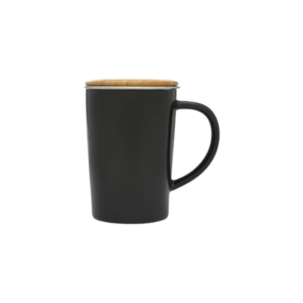 Theemok zwart met filter en deksel