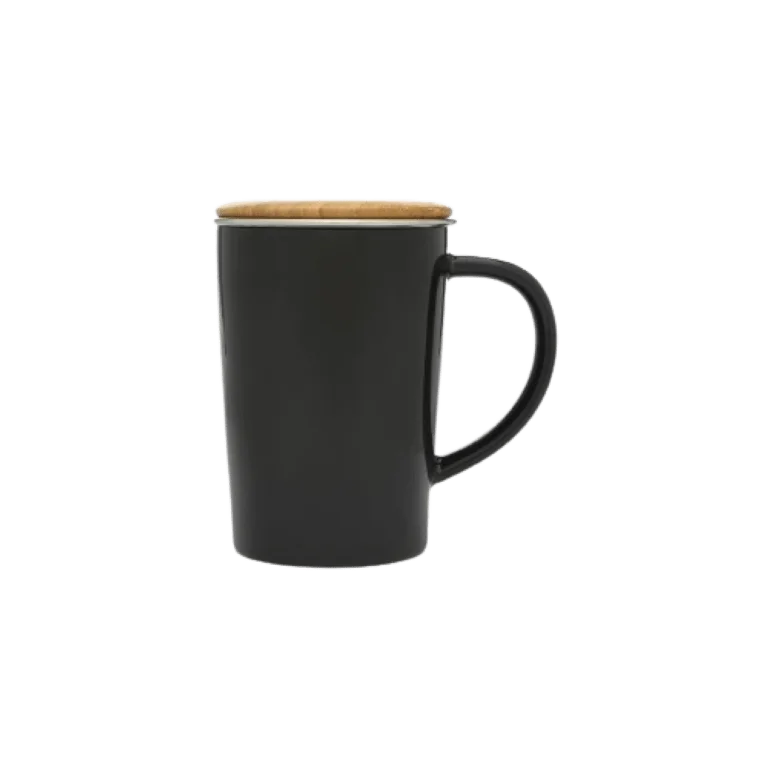 Theemok zwart met filter en deksel